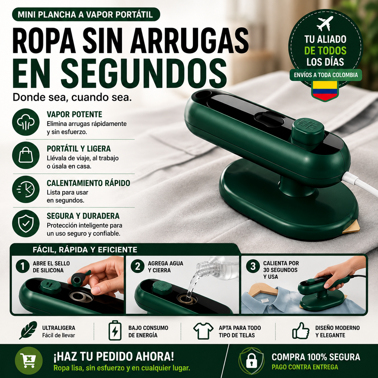 ⚡️PROMOCION DE LANZAMIENTO🚨 - PLANCHA A VAPOR DESINFECTANTE ULTRA RÁPIDA