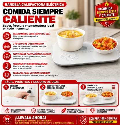 Bandeja Calefactora Eléctrica para Servir – Sirve la Comida Caliente Toda la Reunión